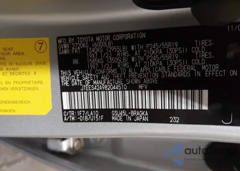 2008 Toyota Highlander Limited из США, поврежденный, VIN JTEES42A982044510